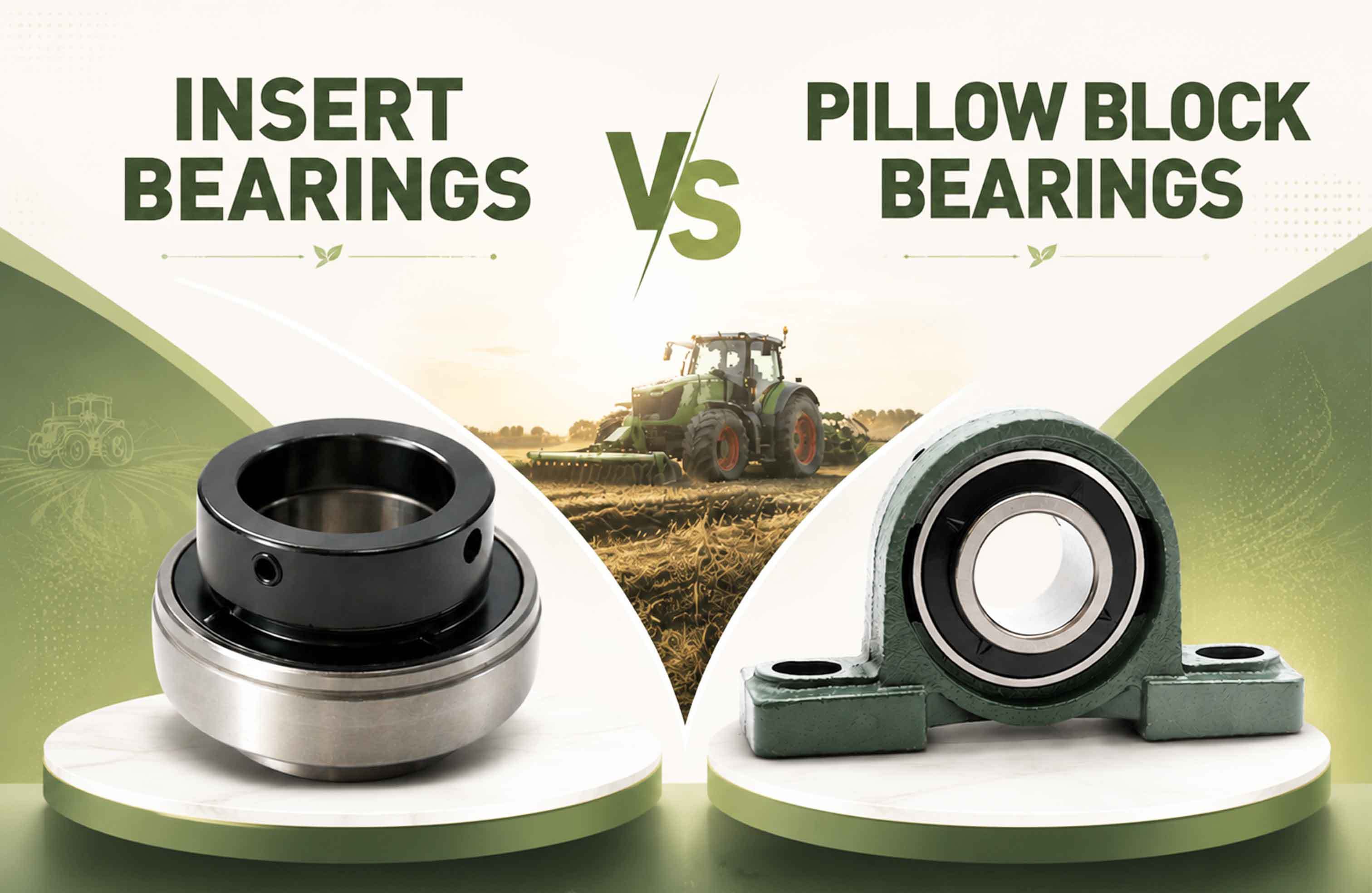 บล็อกบริษัทล่าสุดเกี่ยวกับ Insert Bearings vs Pillow Block Bearings: Complete Guide for Agricultural Machinery